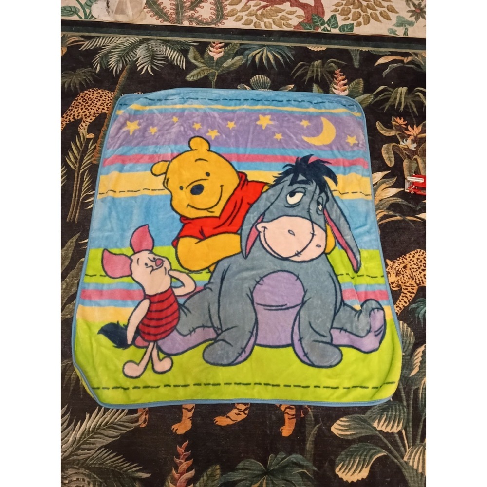 Vintage 90s Y2k Winnie The Pooh Blanket Eeyore Piglet 39x50"